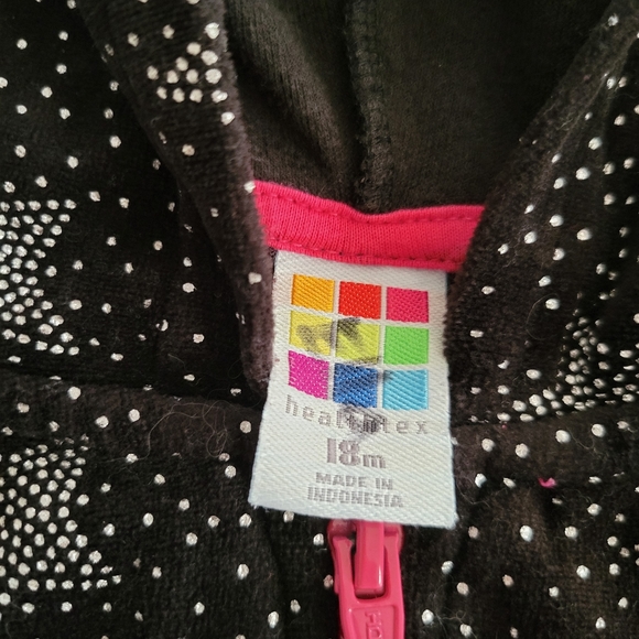 Girls Hoodie Jacket Black and Bling Stars 18 Months - Picture 2 of 7